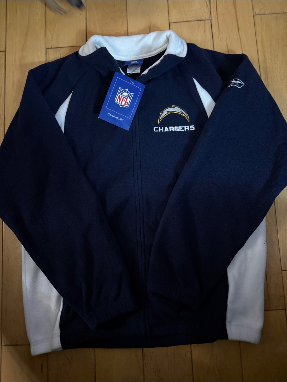 NFL Chargers Navy and White Full-Zip Fleece Jacket